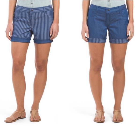 Zac & Rachel Pants - NWT Zac & Rachel Reversible Blue Stripes or Solid Shorts 12